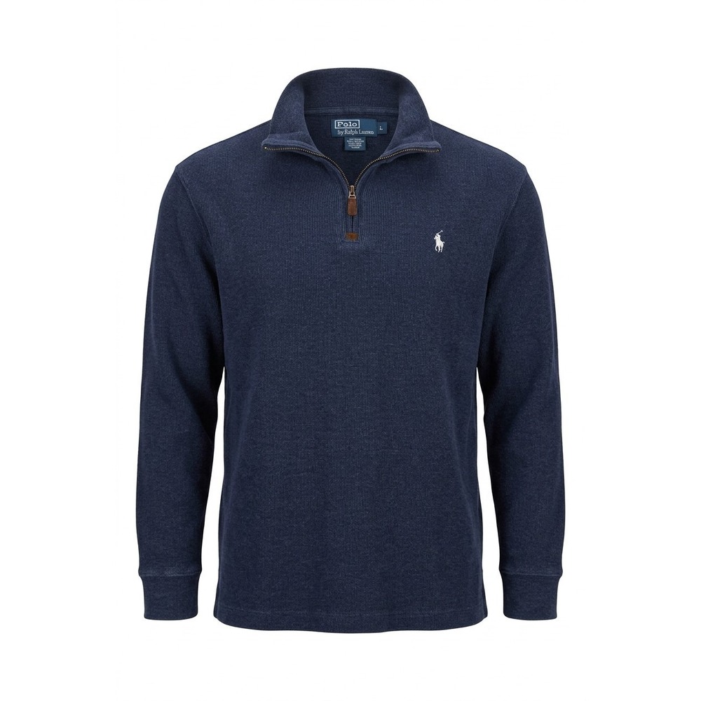 Polo by Ralph Lauren Quarter Zip Sweater Men's Large Navy‎ Blue Cotton Pullover
